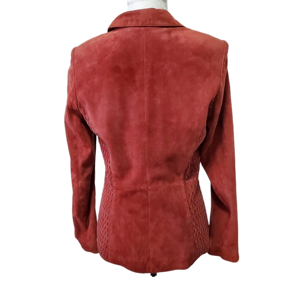 Vakko V2 Vintage Burgundy Red Suede Leather Jacket Size 8 - Picture 2 of 8